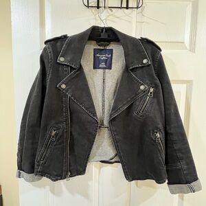 American Eagle Black Washed Denim Jacket